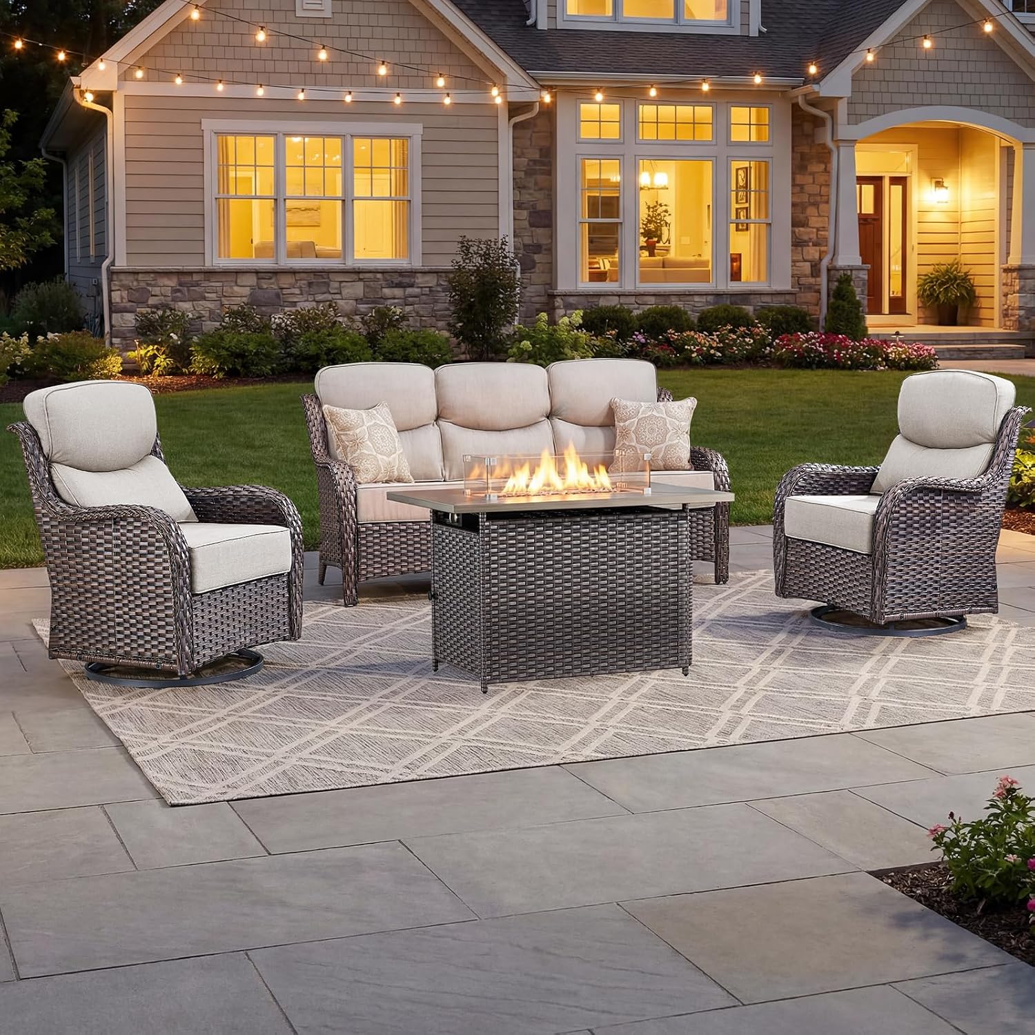 Outdoor Furniture With Fire Pit - Luxury Patio Furniture Set with 6-inch