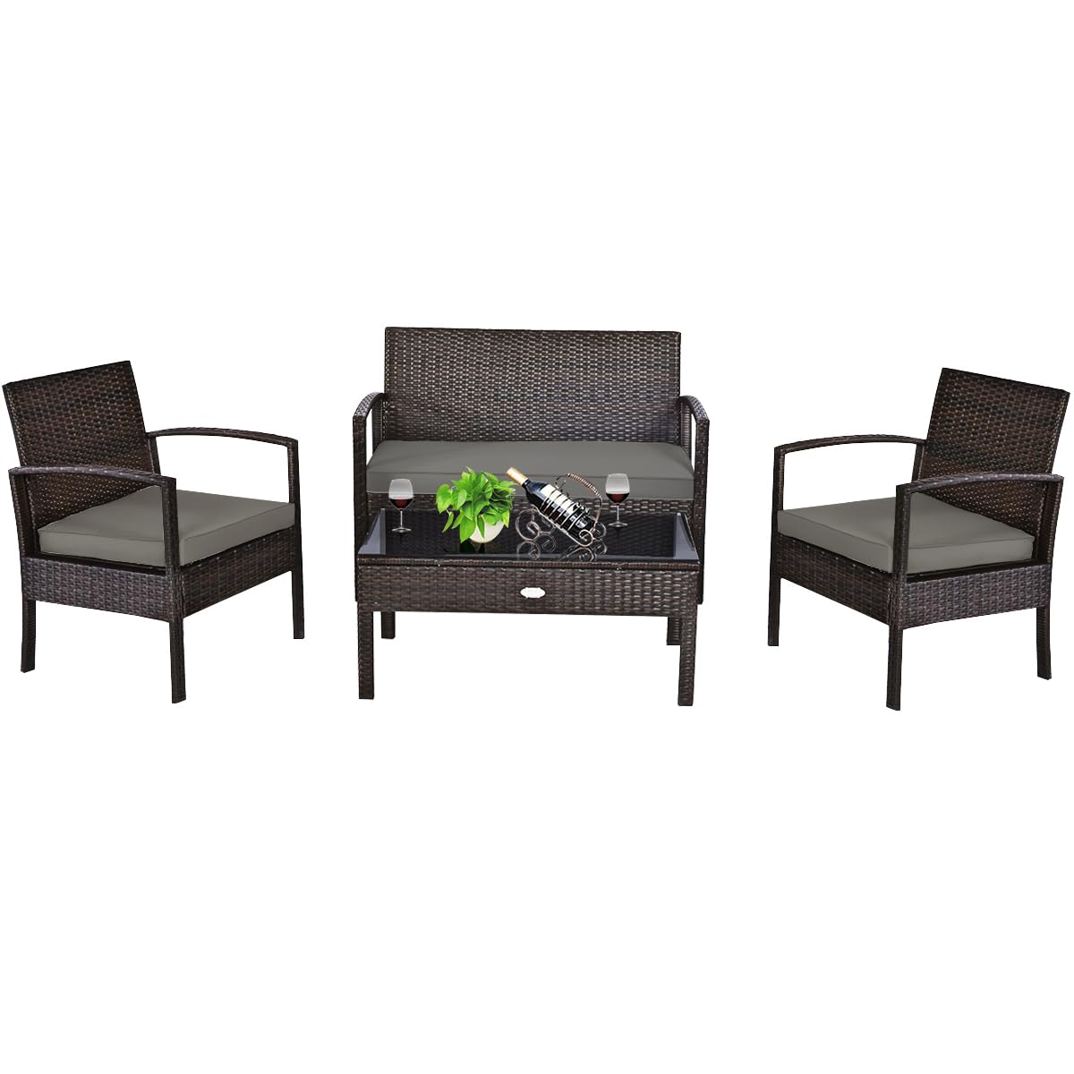 Outdoor Furniture Rattan - Outdoor Wicker Furniture Set 4 Pieces