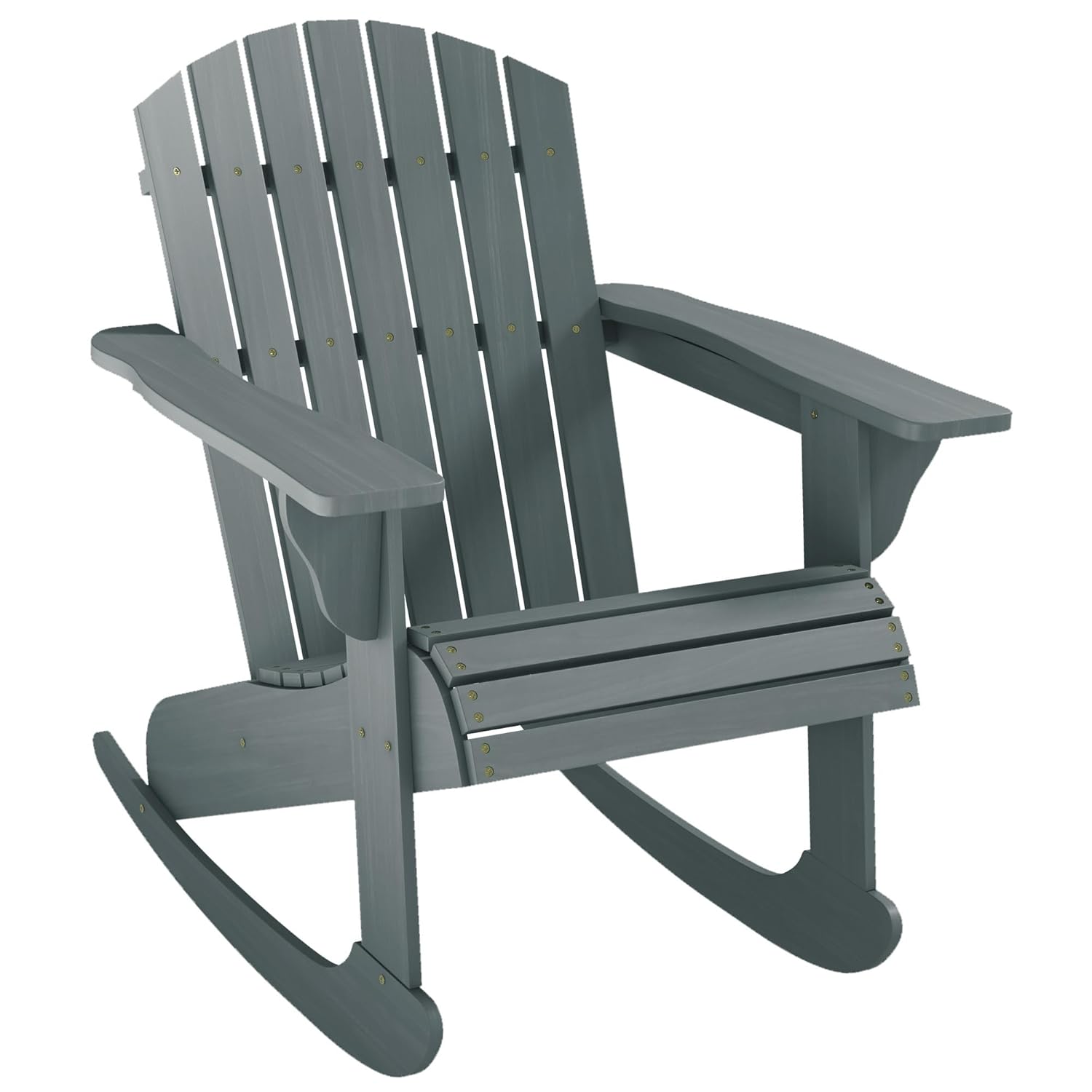 Outdoor Furniture With Fire Pit - Slatted Wooden Adirondack Rocking Chair Fanned