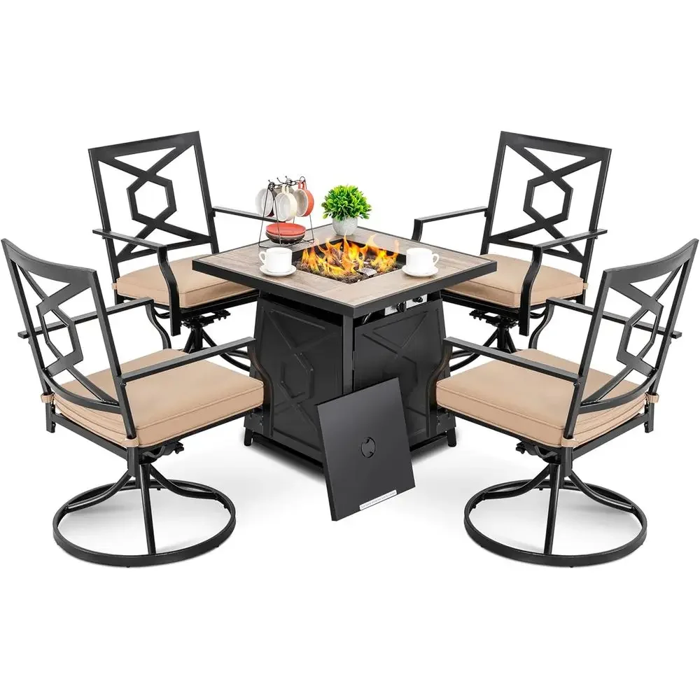 Outdoor Furniture With Fire Pit - 5-Piece Outdoor Patio Furniture Set with
