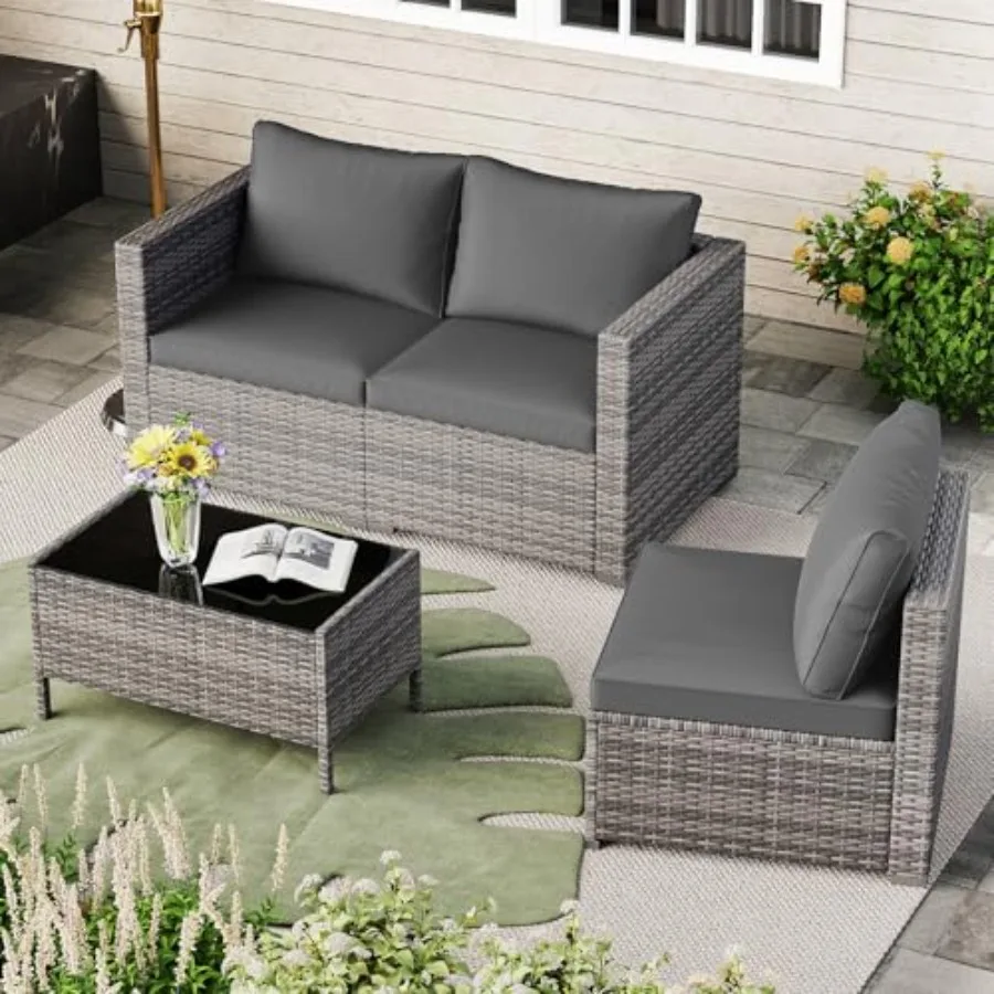 Outdoor 3-piece rattan section - Outdoor Furniture Rattan 评论和价格