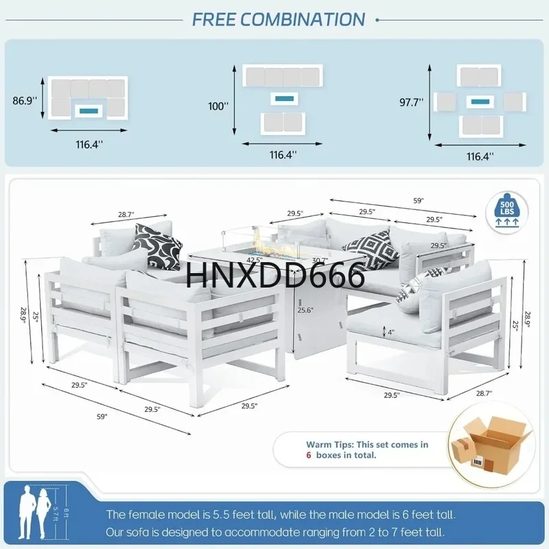 7-Piece Aluminum Outdoor Patio - Outdoor Furniture With Fire Pit 评论和价格