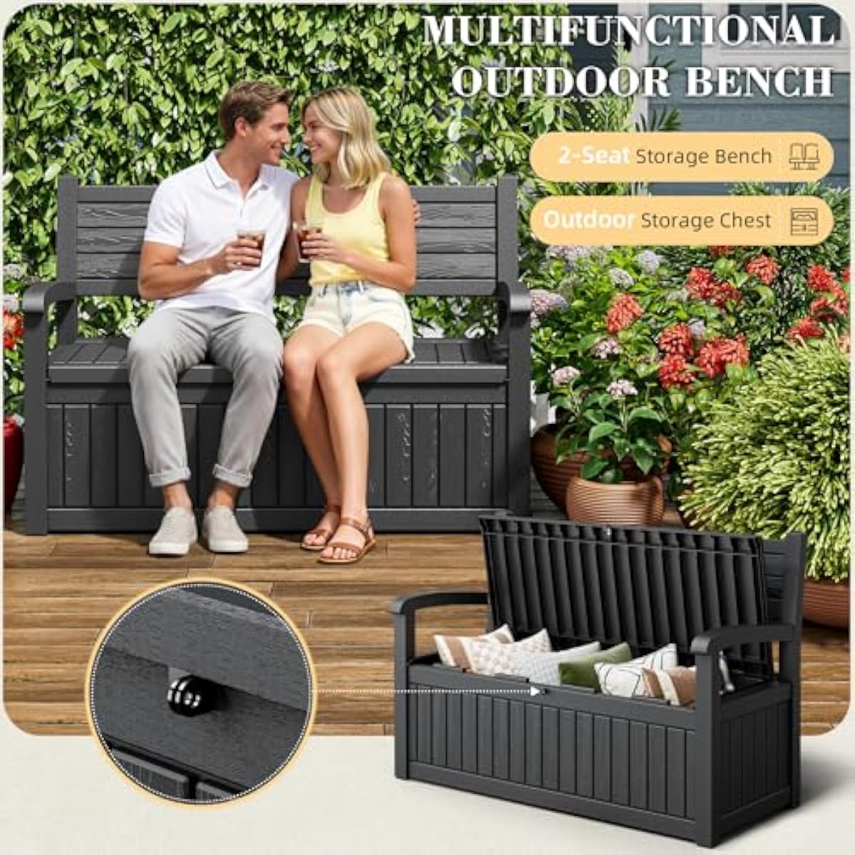 80 Gallon Outdoor Storage Benc - Outdoor Furniture Cushions 评论和价格