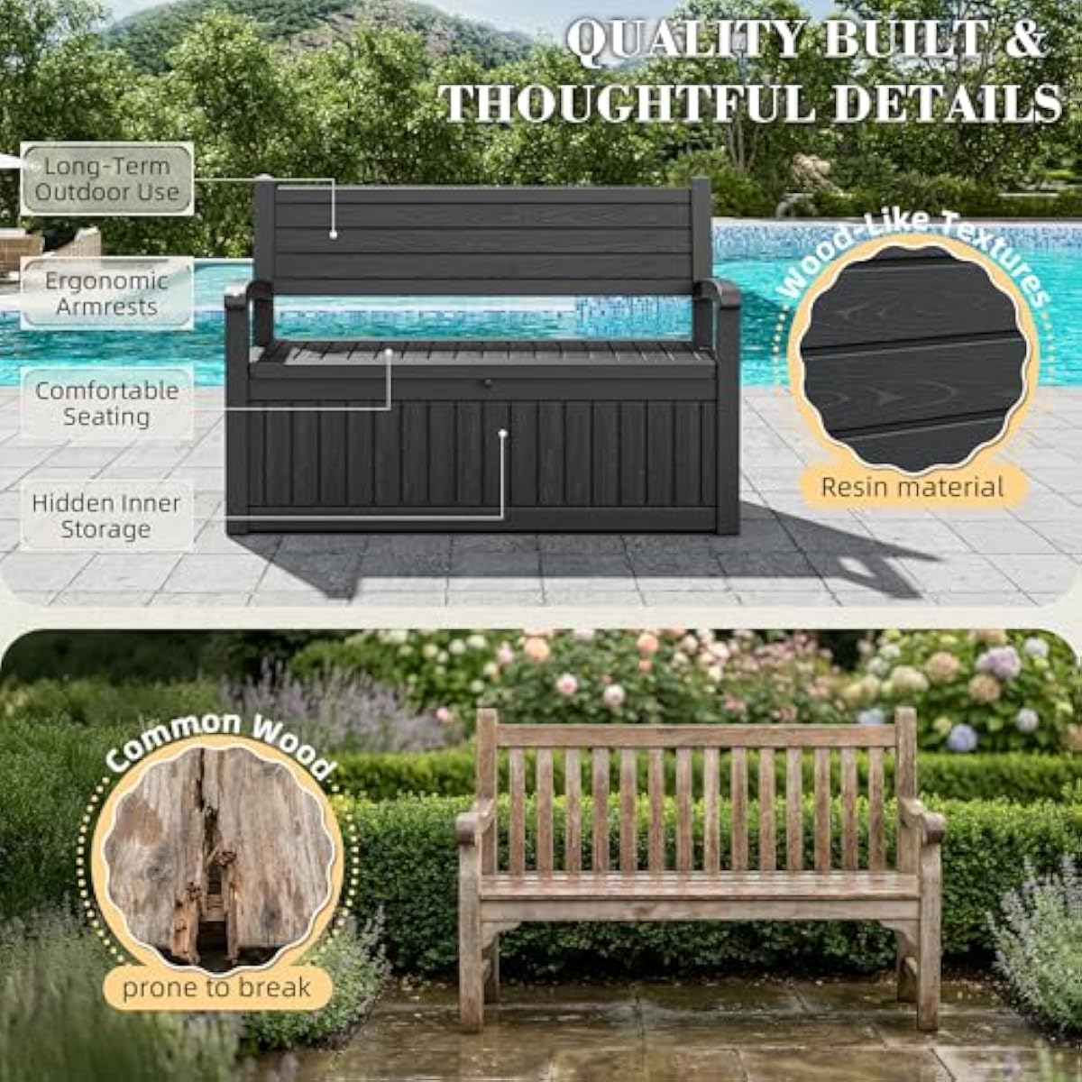 80 Gallon Outdoor Storage Benc - Outdoor Furniture Cushions 评论和价格