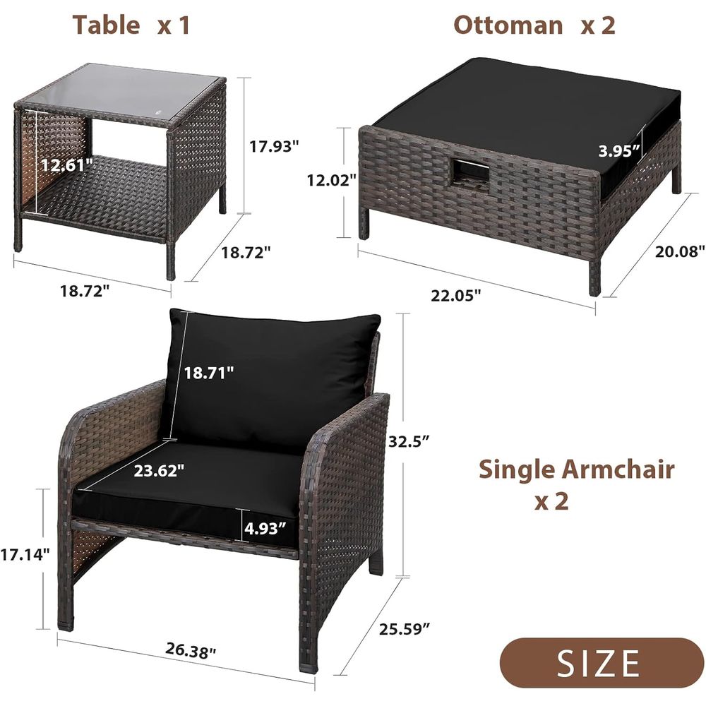 Balcony urniture 5 Piece Patio - Outdoor Furniture No Cushions 评论和价格