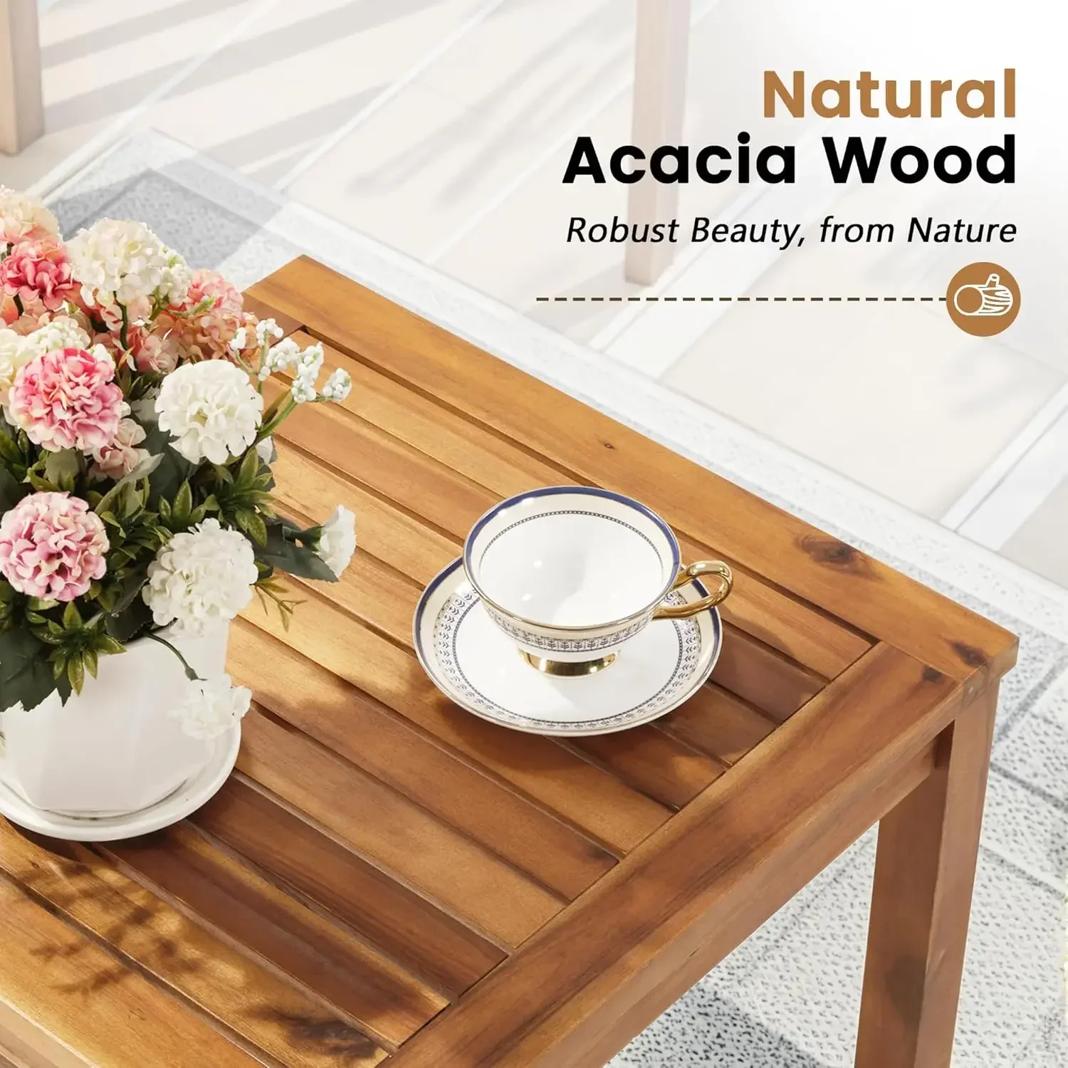 Patio Chairs 3 Piece Acacia Wo - Outdoor Furniture Table And Chairs 评论和价格