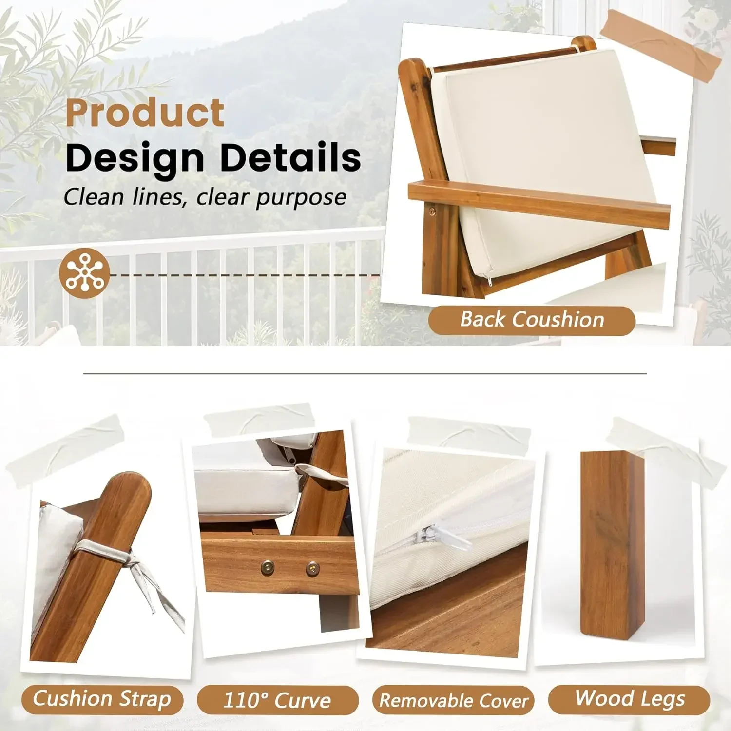 Patio Chairs 3 Piece Acacia Wo - Outdoor Furniture Table And Chairs 评论和价格