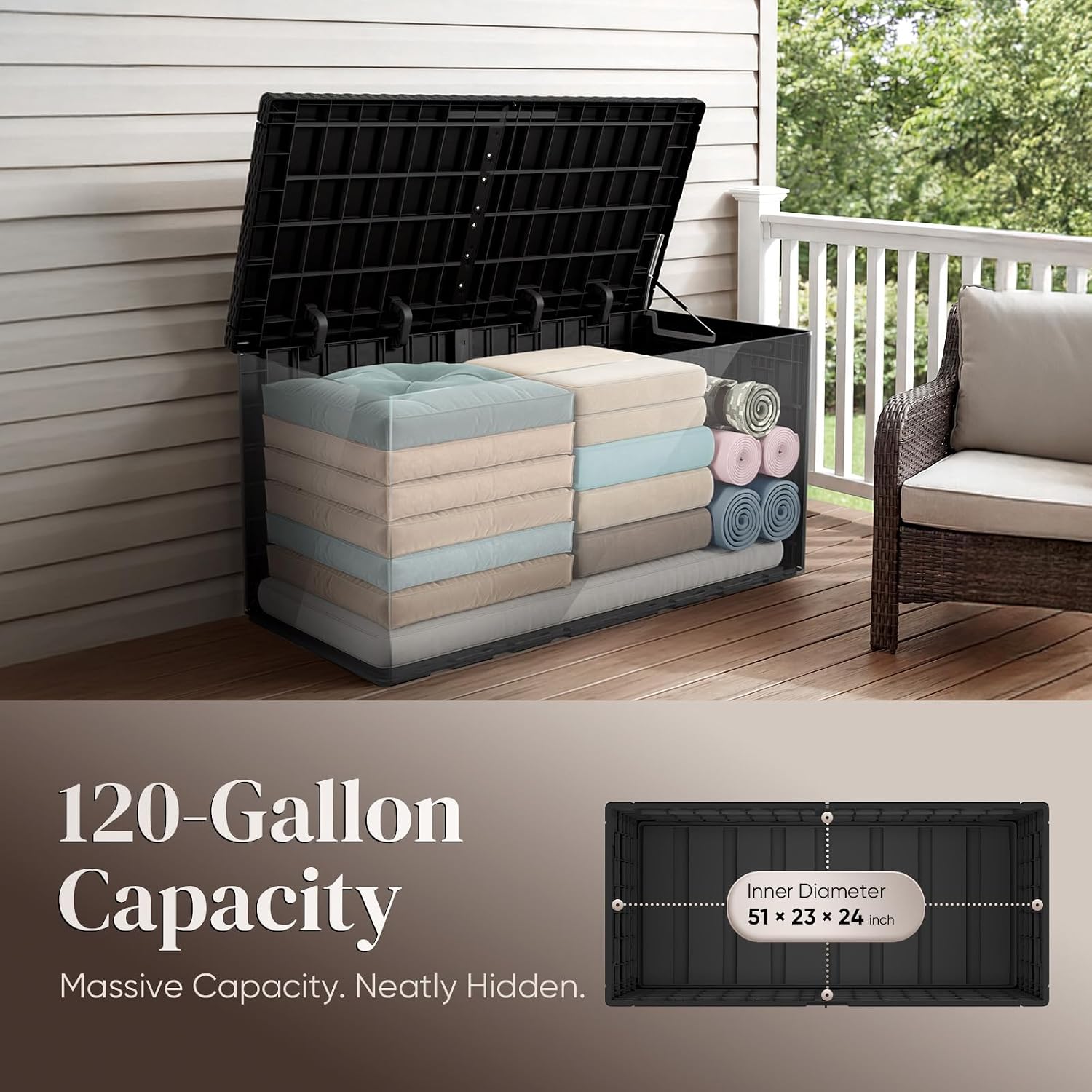 120 Gallon Large Outdoor Stora - Outdoor Furniture Cushions 评论和价格