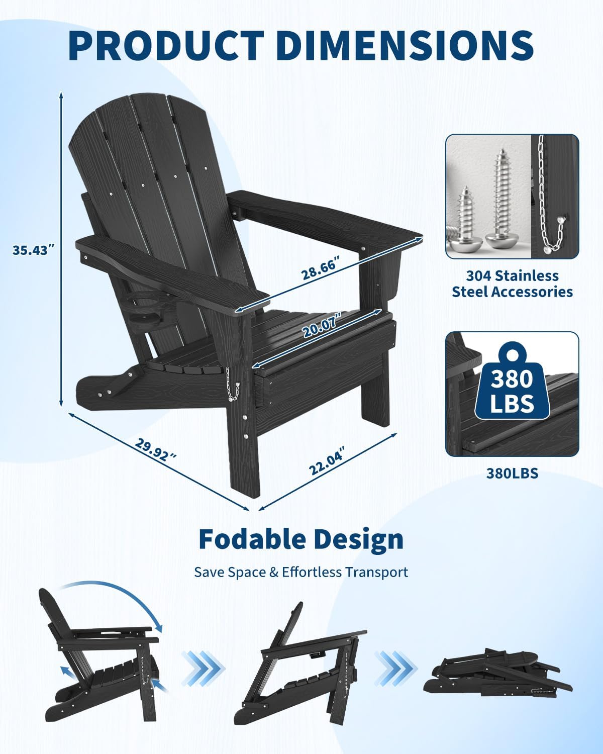 Folding Adirondack Chair HDPE  - Outdoor Furniture With Fire Pit 评论和价格