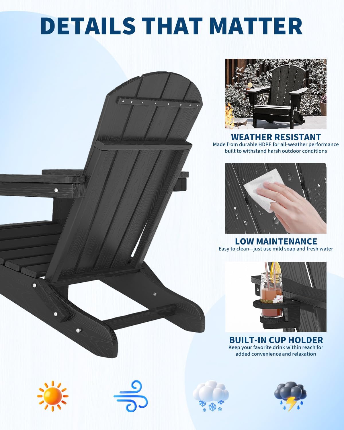 Folding Adirondack Chair HDPE  - Outdoor Furniture With Fire Pit 评论和价格