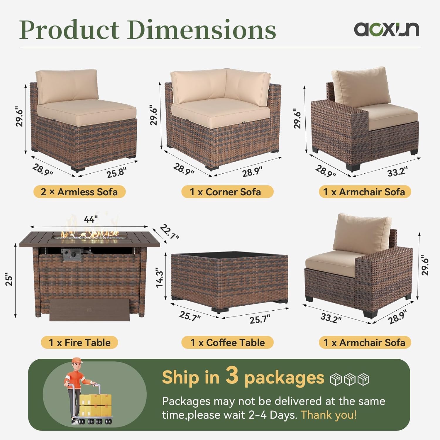 7 Piece Patio Furniture Set wi - Outdoor Furniture With Fire Pit 评论和价格