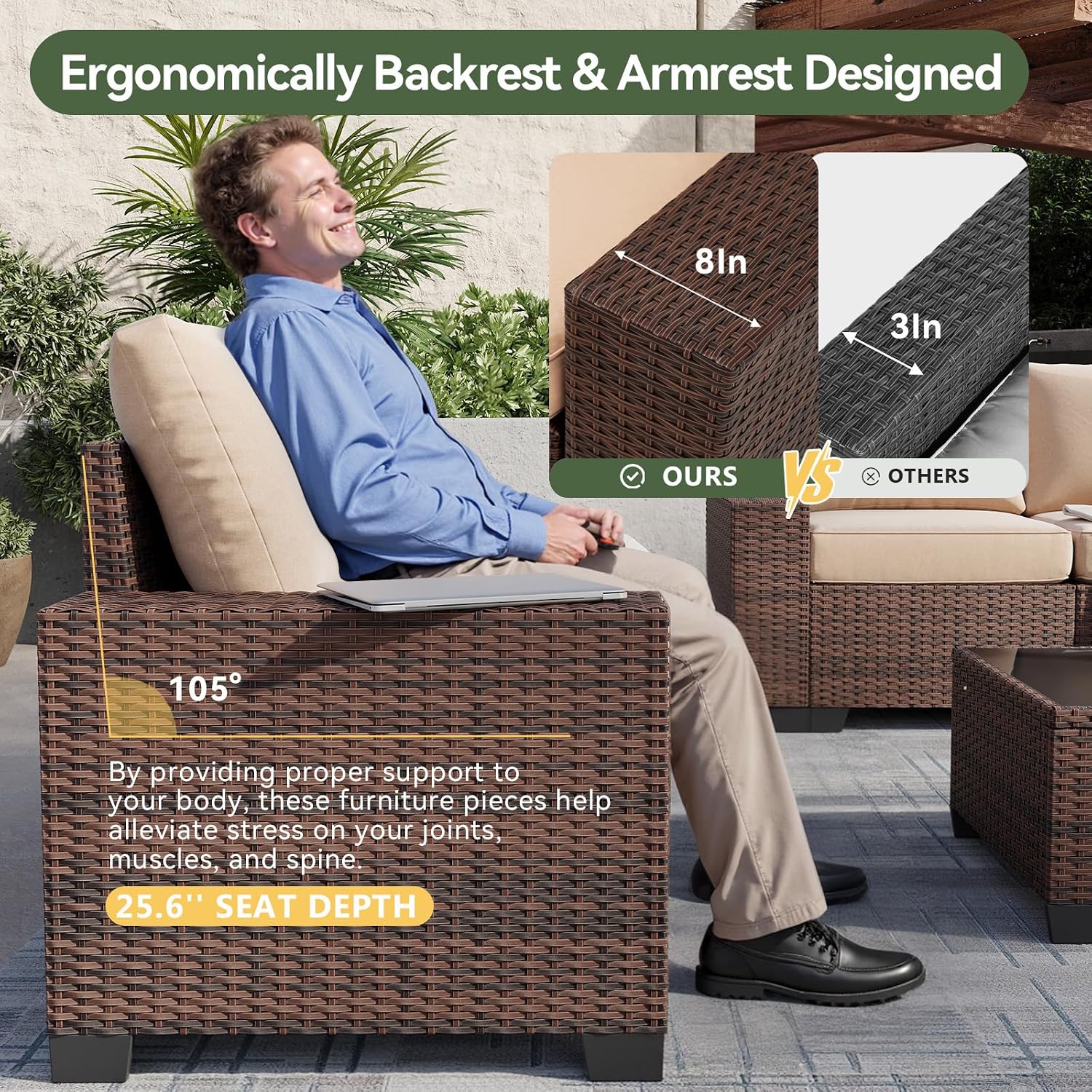 7 Piece Patio Furniture Set wi - Outdoor Furniture With Fire Pit 评论和价格