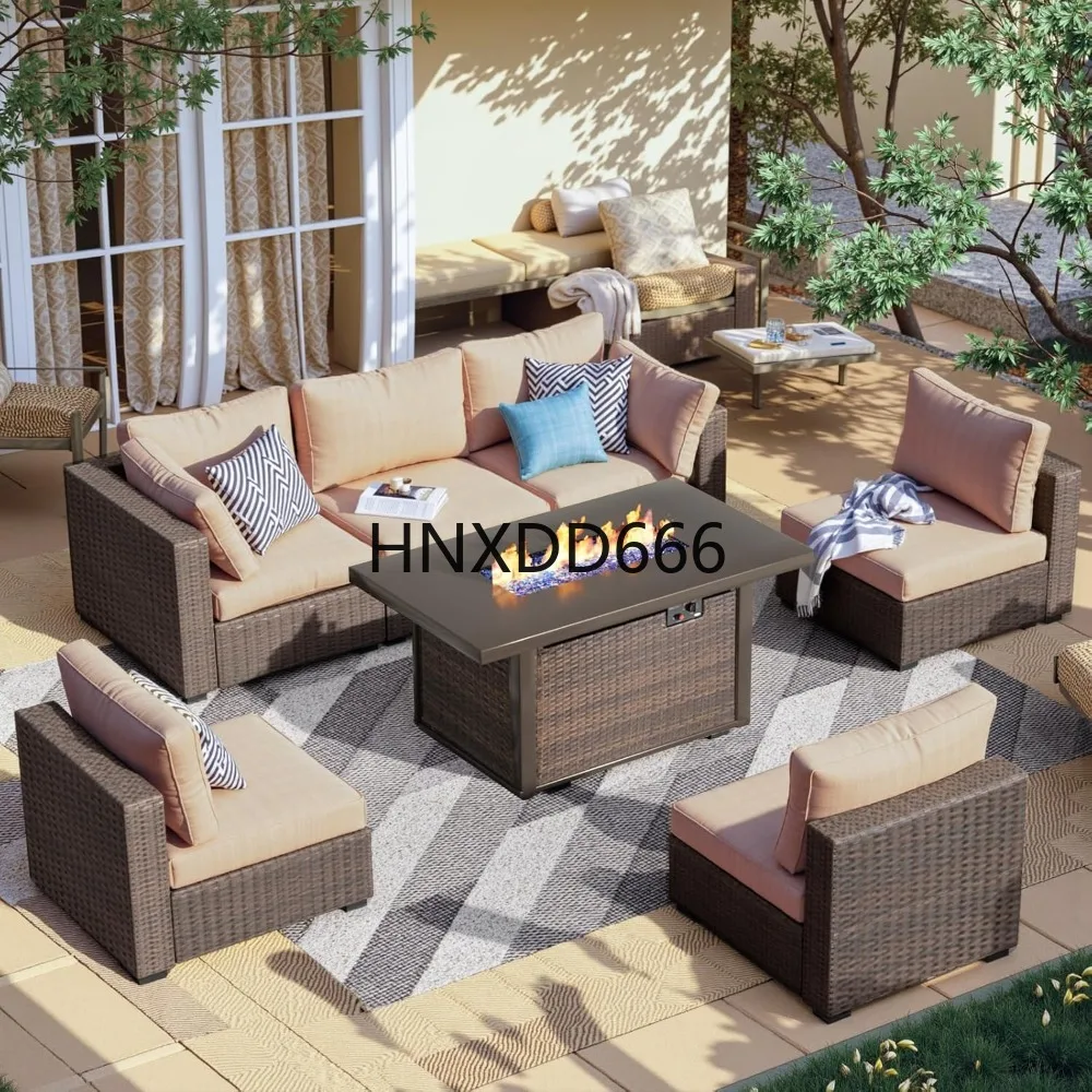 7 Piece Patio Furniture Set wi - Outdoor Furniture With Fire Pit 评论和价格