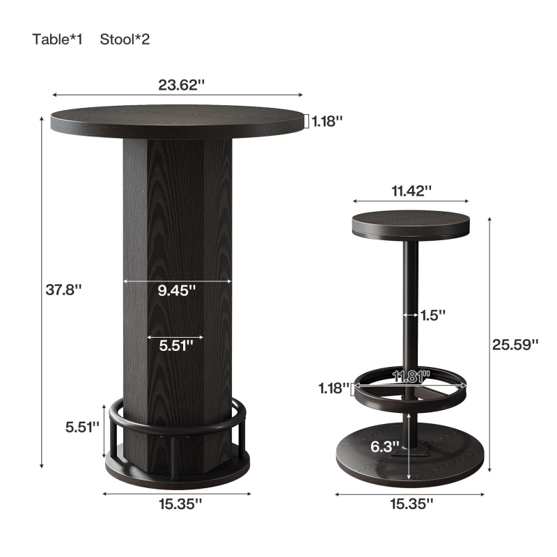 custom.Tribesigns Round Bar Ta - Bistro Table Set 评论和价格