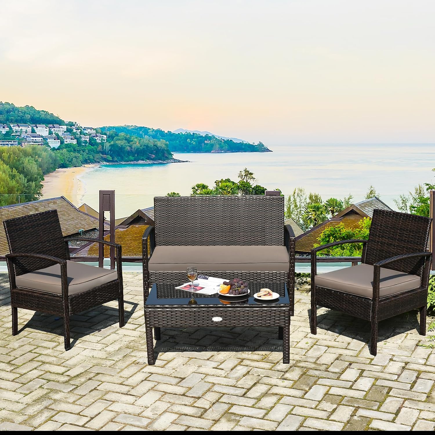 Outdoor Wicker Furniture Set 4 - Outdoor Furniture Rattan 评论和价格