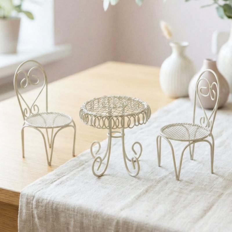 1/3Pcs Dollhouse Garden Displa - Bistro Table Set 评论和价格