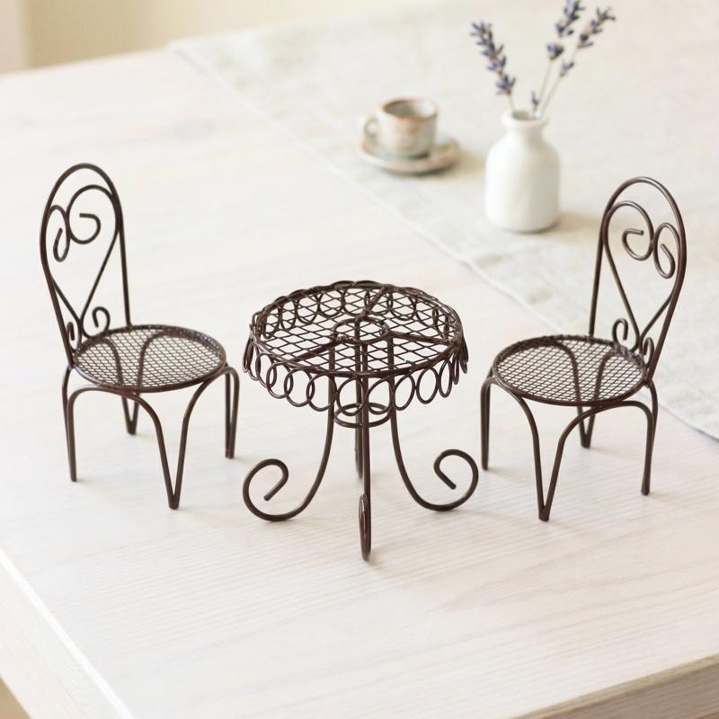 1/3Pcs Dollhouse Garden Displa - Bistro Table Set 评论和价格