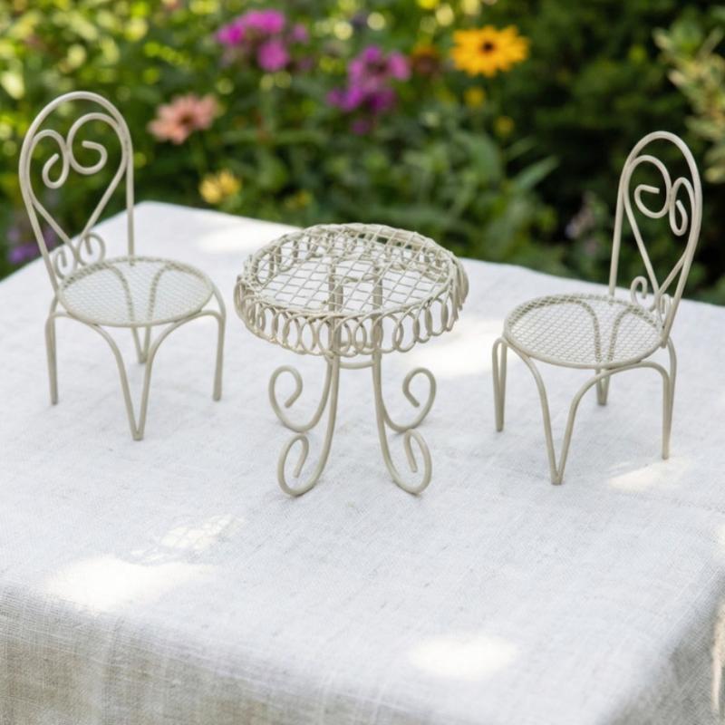 1/3Pcs Dollhouse Garden Displa - Bistro Table Set 评论和价格