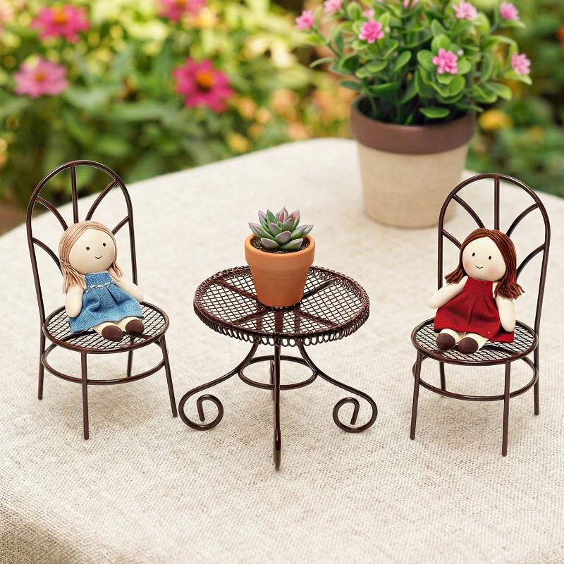 1/3Pcs Dollhouse Garden Displa - Bistro Table Set 评论和价格