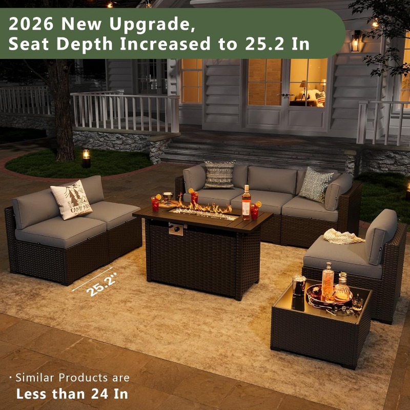 Aoxun 8 Piece Patio Furniture  - Outdoor Furniture With Fire Pit 评论和价格