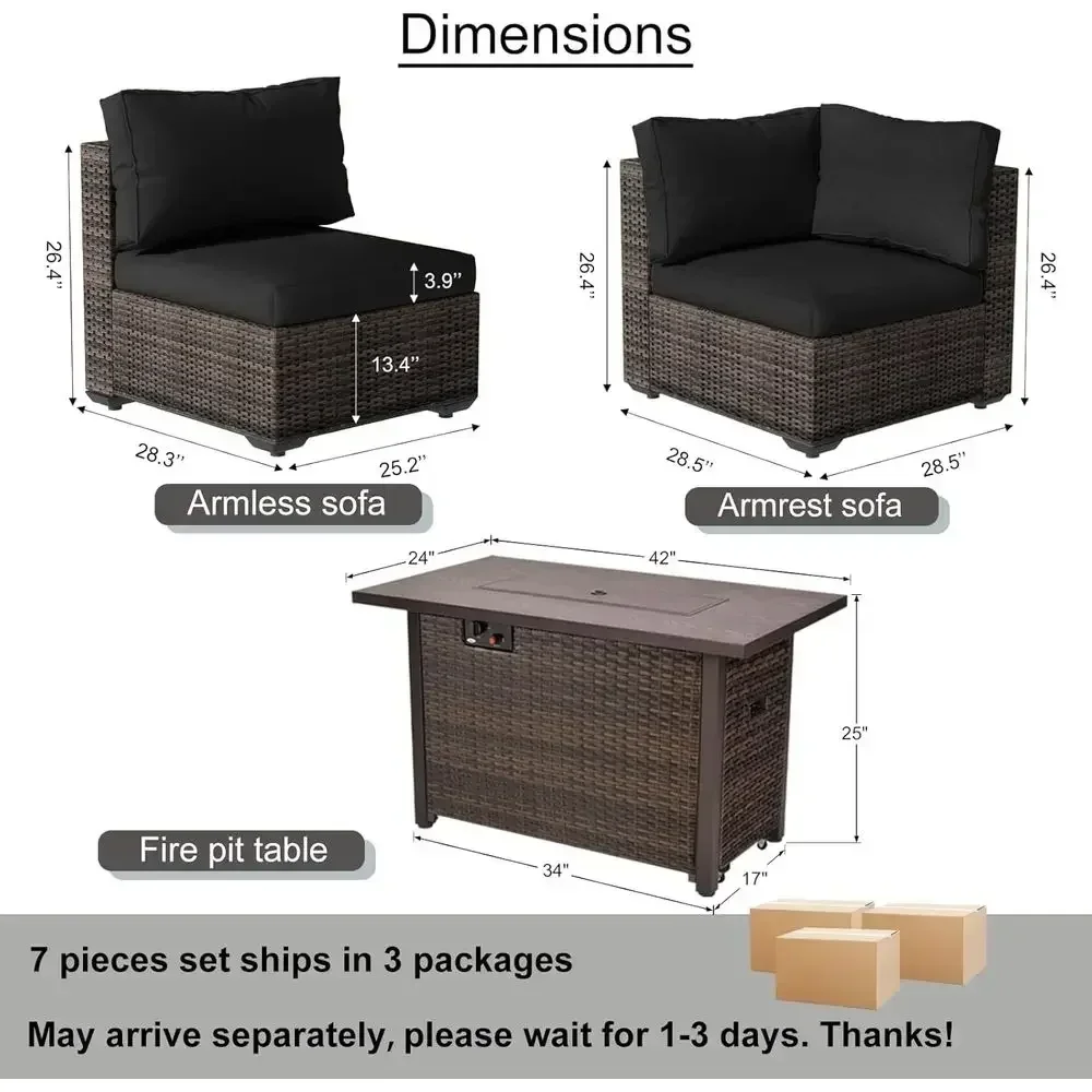 7-Piece Outdoor Patio Furnitur - Outdoor Furniture With Fire Pit 评论和价格